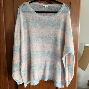 Easel Soft Pink and Gray Striped Sweater